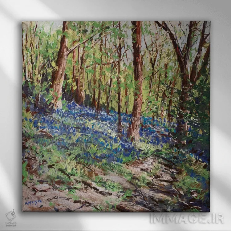 تابلو جنگل آبی اثر اندرو مودی - نمای روبهرو روی دیوار