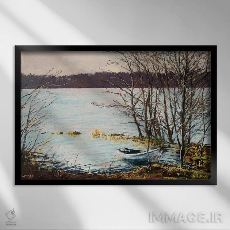 تابلو دریاچهٔ زمستانی (loch: دریاچه) اثر اندرو مودی - نمای قابدار مشکی