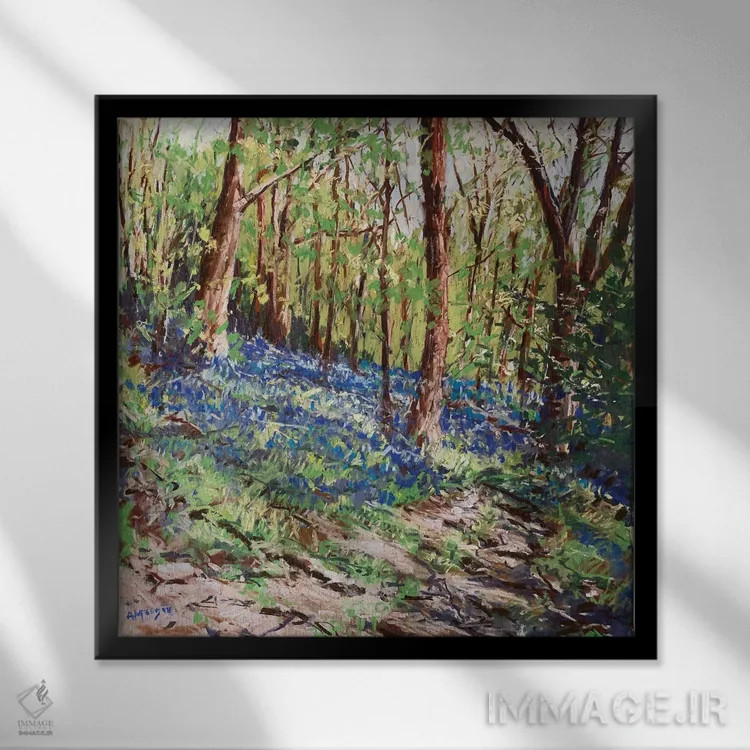 تابلو جنگل آبی اثر اندرو مودی - نمای قابدار مشکی
