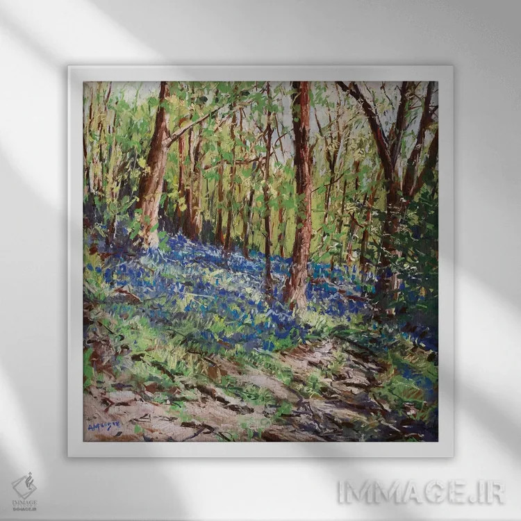 تابلو جنگل آبی اثر اندرو مودی - نمای قابدار سفید