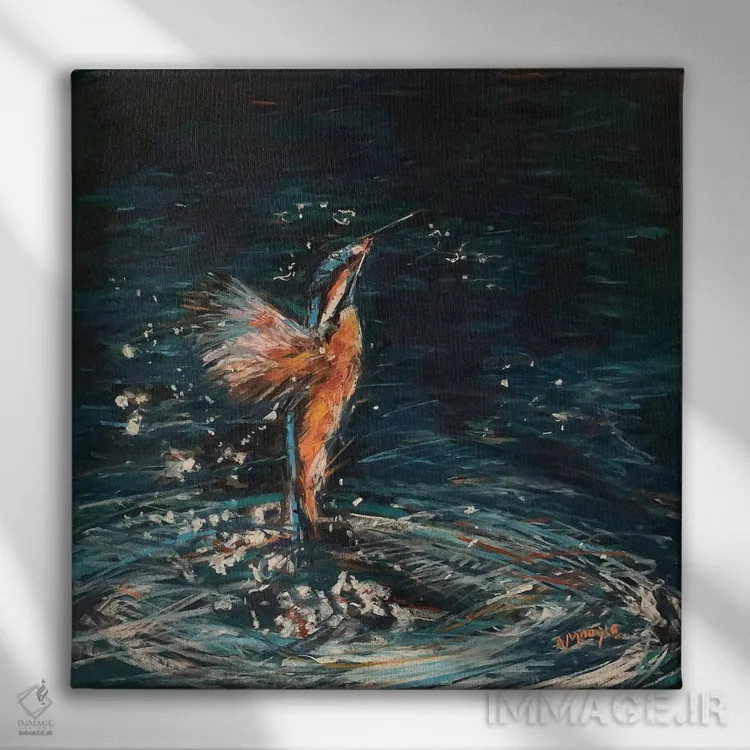 تابلو مرغ ماهیخوار (پرنده) اثر اندرو مودی - نمای روبهرو روی دیوار