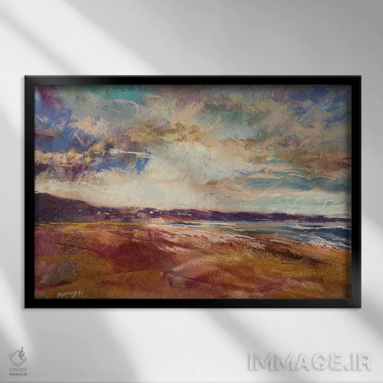 تابلو ساحل قرمز اثر اندرو مودی - نمای قابدار مشکی