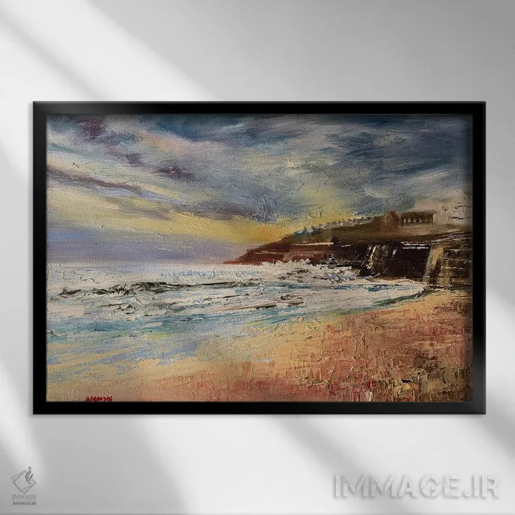 تابلو امواج صبحگاهی، خلیج ویتلی اثر اندرو مودی - نمای قابدار مشکی