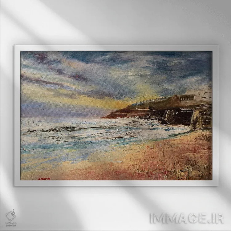 تابلو امواج صبحگاهی، خلیج ویتلی اثر اندرو مودی - نمای قابدار سفید