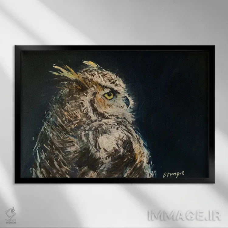 تابلو جغد اثر اندرو مودی - نمای قابدار مشکی