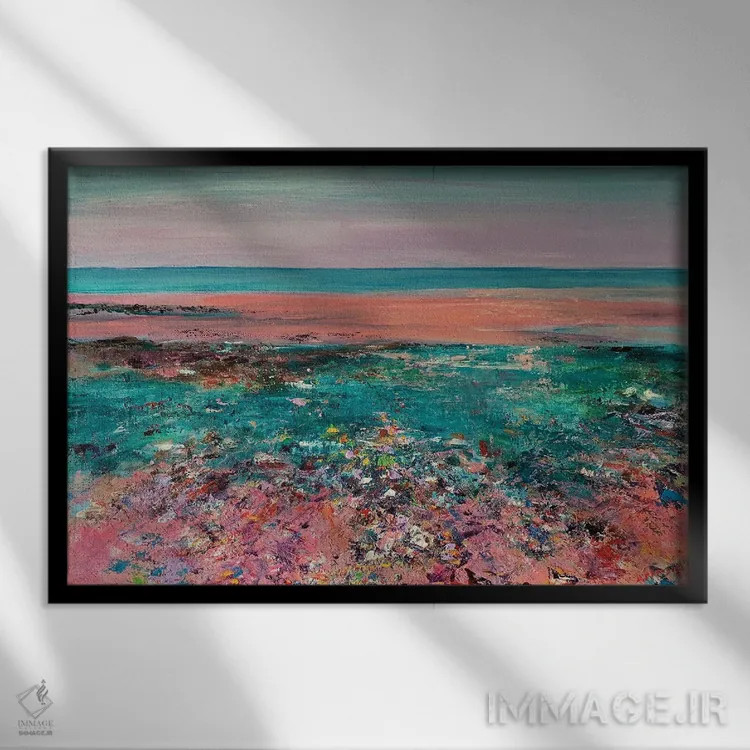 تابلو ساحل سنگریزهای اثر اندرو مودی - نمای قابدار مشکی