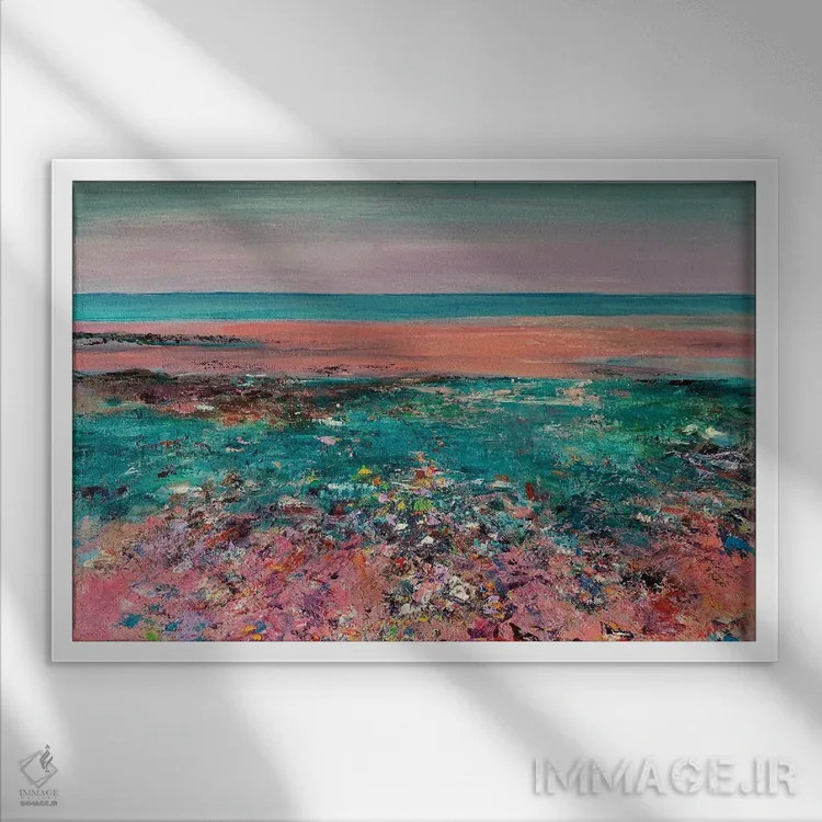 تابلو ساحل سنگریزهای اثر اندرو مودی - نمای قابدار سفید