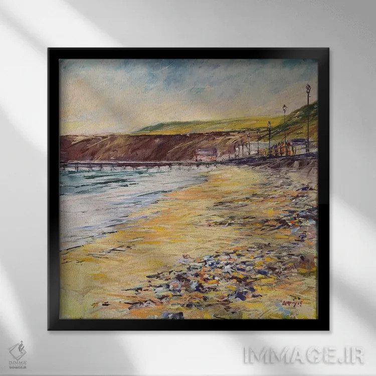 تابلو کلبههای ساحلی اثر اندرو مودی - نمای قابدار مشکی