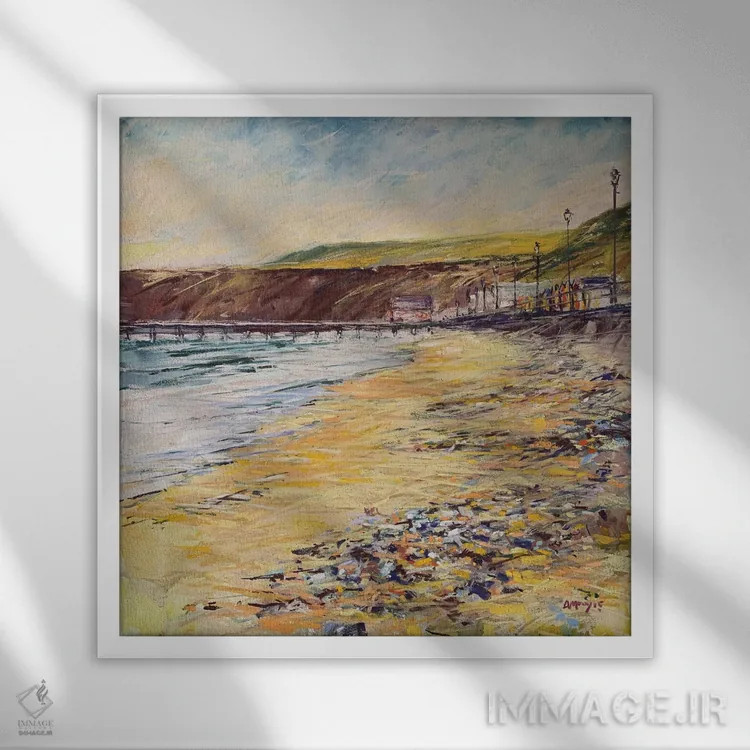 تابلو کلبههای ساحلی اثر اندرو مودی - نمای قابدار سفید