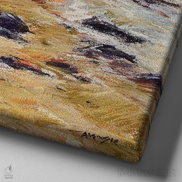 تابلو ساحل صخرهای اثر اندرو مودی - نمای نزدیک بافت بوم