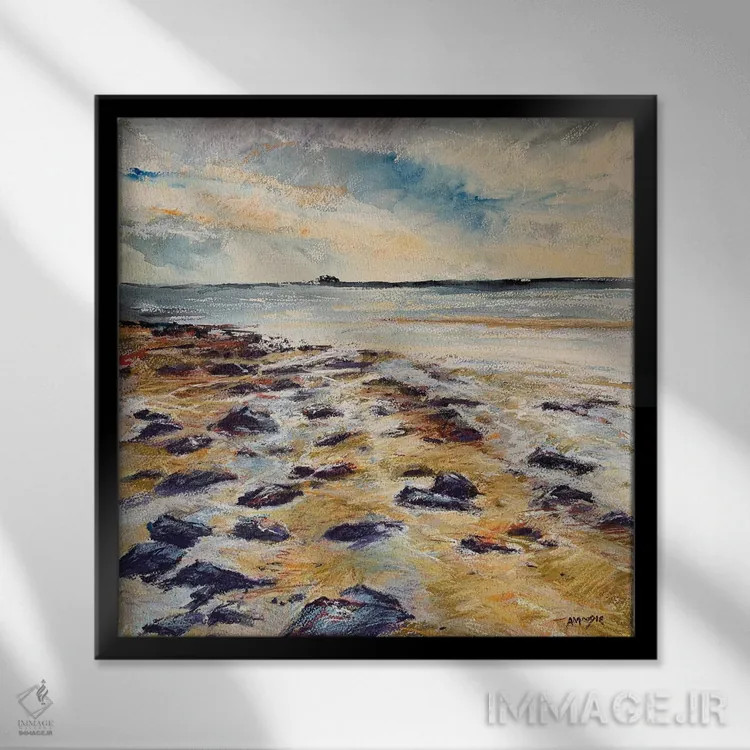 تابلو ساحل صخرهای اثر اندرو مودی - نمای قابدار مشکی