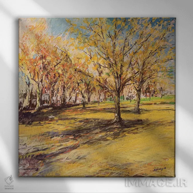 تابلو برگهای پاییزی اثر اندرو مودی - نمای روبهرو روی دیوار