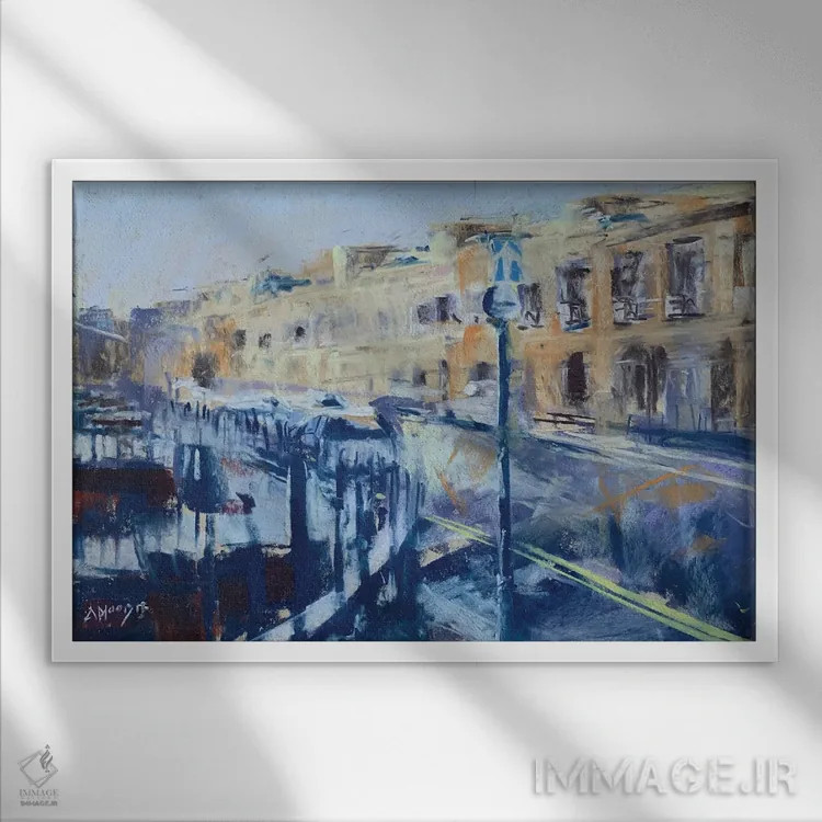 تابلو آفتاب پس از باران، اباوربورگ (شهر اسکاتلند) اثر اندرو مودی - نمای قابدار سفید