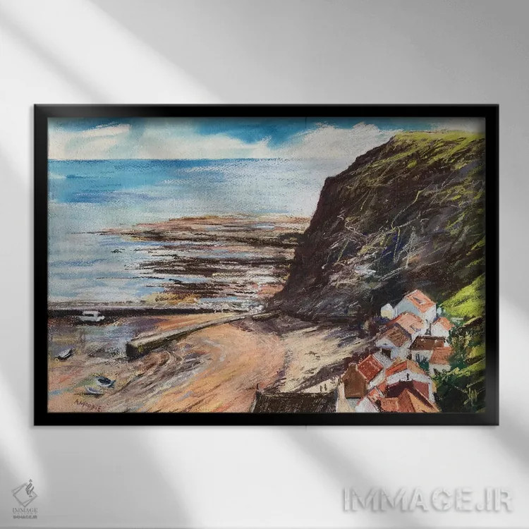 تابلو ساحل استیثس (نام محل) اثر اندرو مودی - نمای قابدار مشکی