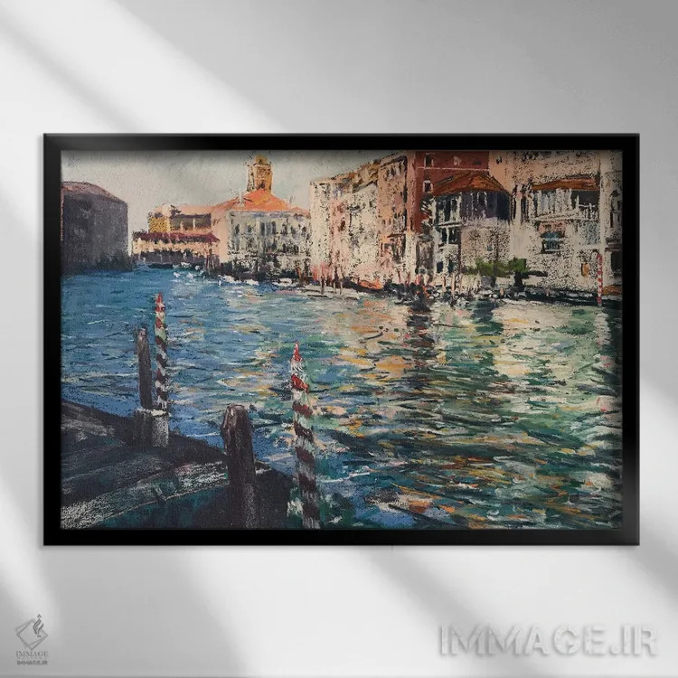 تابلو آبهای ونیزی (ونیز) اثر اندرو مودی - نمای قابدار مشکی