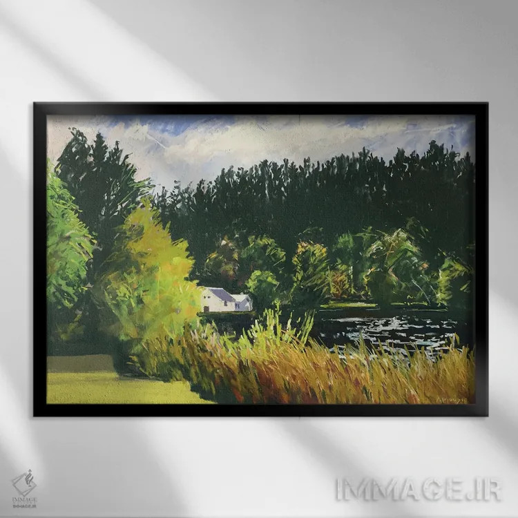 تابلو درخشش دریاچه (loch) اثر اندرو مودی - نمای قابدار مشکی