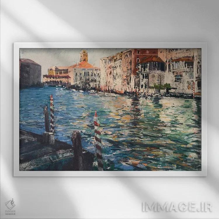تابلو آبهای ونیزی (ونیز) اثر اندرو مودی - نمای قابدار سفید