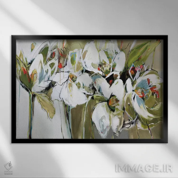 تابلو شکوفههای بهاری اثر آنجلا ماریـتز - نمای قابدار مشکی