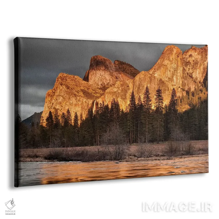 تابلو آمریکا، کالیفرنیا، پارک ملی یوسمیتی، آبشار پردهعروس هنگام غروب ۱ اثر آن کالینز - نمای پرسپکتیو محصول