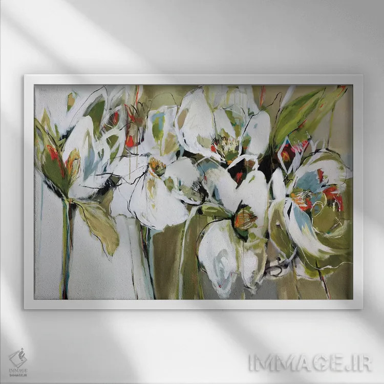 تابلو شکوفههای بهاری اثر آنجلا ماریـتز - نمای قابدار سفید