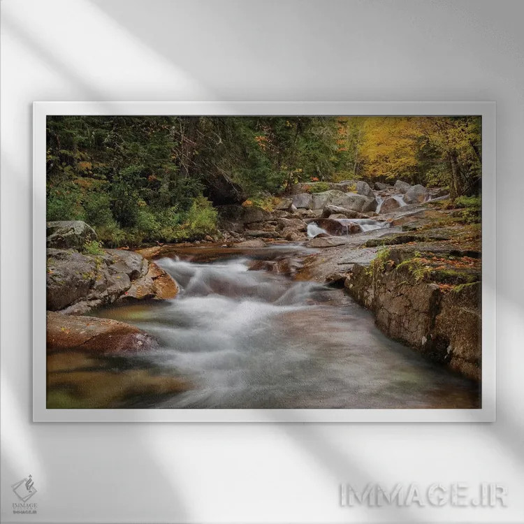 تابلو آمریکا، نیوهمپشایر، کوههای سفید، پاییز در بروک جفرسون اثر آن کالینز - نمای قابدار سفید