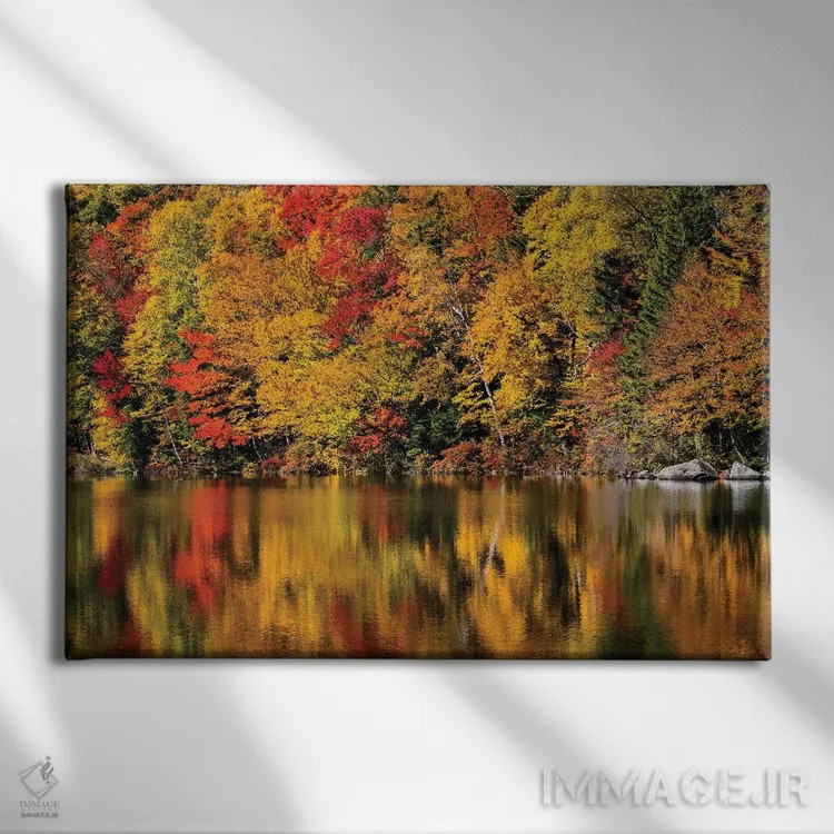 تابلو آمریکا، نیوهمپشایر، کوههای سفید، بازتابها در برکه راسل اثر آن کالینز - نمای روبهرو روی دیوار