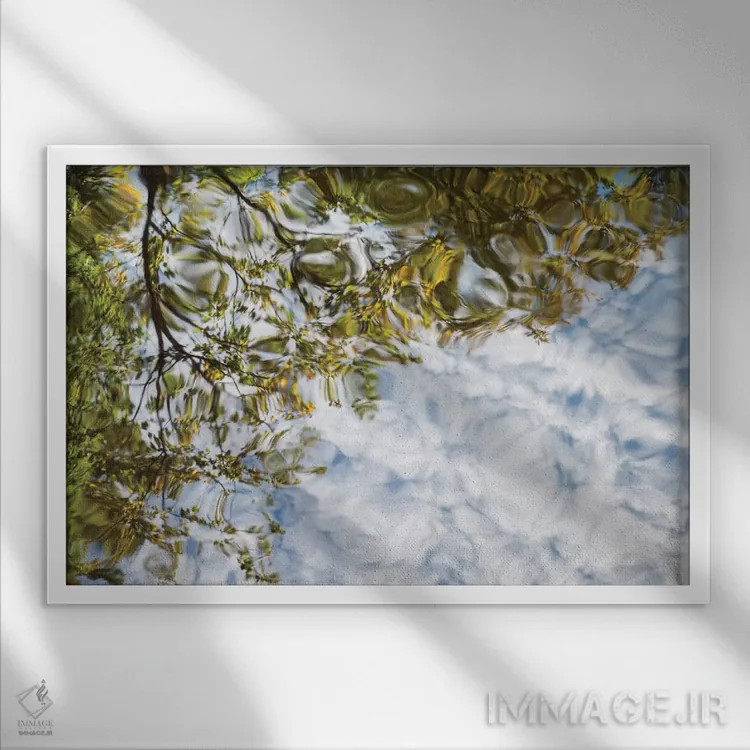 تابلو آمریکا، نیوهمپشایر، کوههای سفید، انعکاس انتزاعی اثر آن کالینز - نمای قابدار سفید