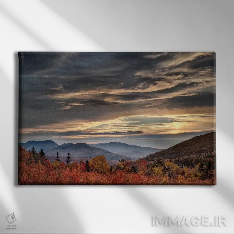 تابلو آمریکا، نیوهمپشایر، کوههای سفید، طلوع خورشید از چشمانداز اثر آن کالینز - نمای روبهرو روی دیوار