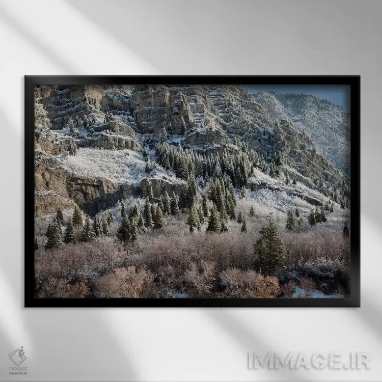 تابلو آمریکا، یوتا، پروو، چشمانداز پانورامای نور عصر در دره پروو اثر آن کالینز - نمای قابدار مشکی