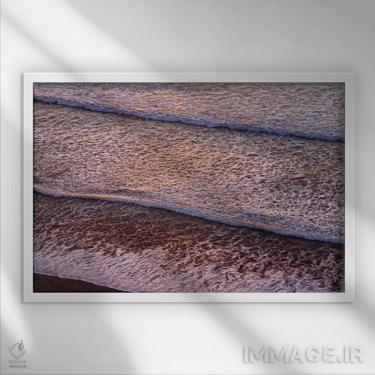 تابلو آمریکا، کالیفرنیا، لاجویا، الگوهای موجی در ساحل بلک اثر آن کالینز - نمای قابدار سفید