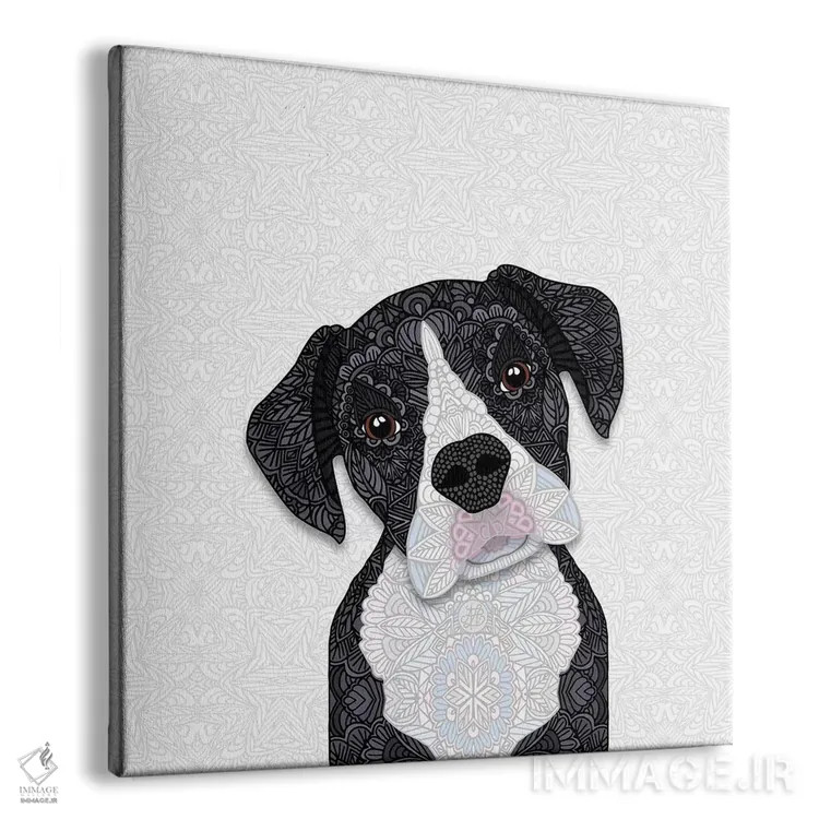 تابلو باکسر سیاه و سفید (سگ) اثر آنجلیکا پارکر - نمای پرسپکتیو محصول