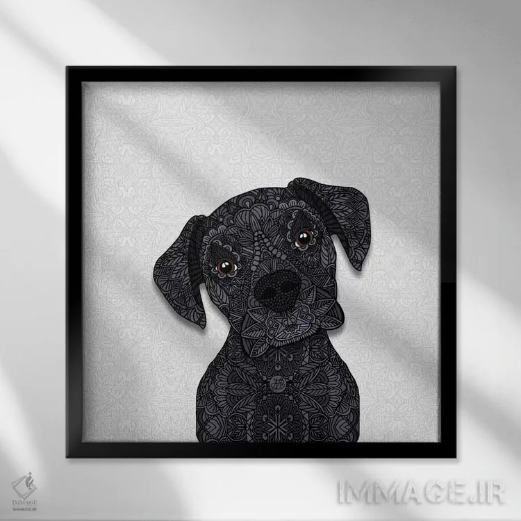 تابلو باکسر سیاه (سگ) اثر آنجلیکا پارکر - نمای قابدار مشکی