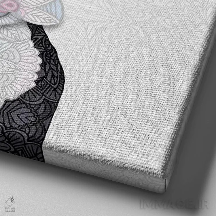 تابلو باکسر سیاه و سفید (سگ) اثر آنجلیکا پارکر - نمای نزدیک بافت بوم