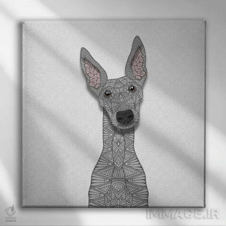 تابلو گریهاند آبی (سگ) اثر آنجلیکا پارکر - نمای روبهرو روی دیوار