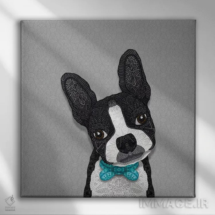 تابلو بوستونی با پاپیون اثر آنجلیکا پارکر - نمای روبهرو روی دیوار