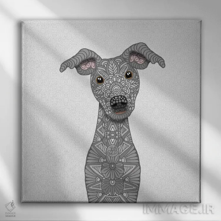 تابلو ایگی آبی (سگ ایتالیایی گریهاند) اثر آنجلیکا پارکر - نمای روبهرو روی دیوار