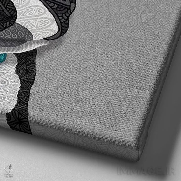 تابلو بوستونی با پاپیون اثر آنجلیکا پارکر - نمای نزدیک بافت بوم