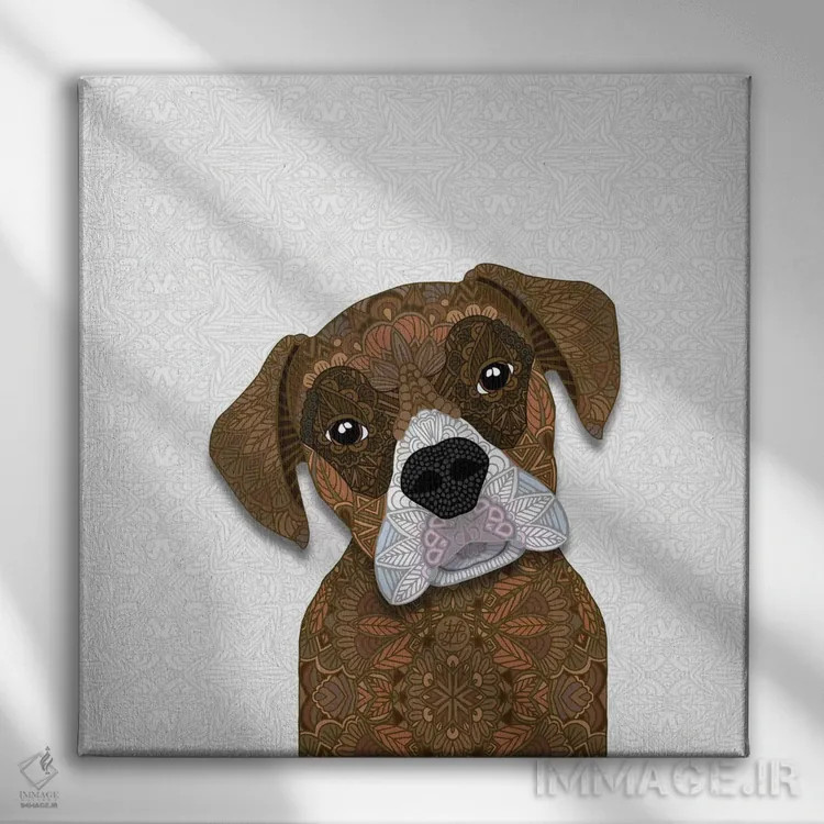 تابلو باکسر قهوهای با پوزه سفید اثر آنجلیکا پارکر - نمای روبهرو روی دیوار