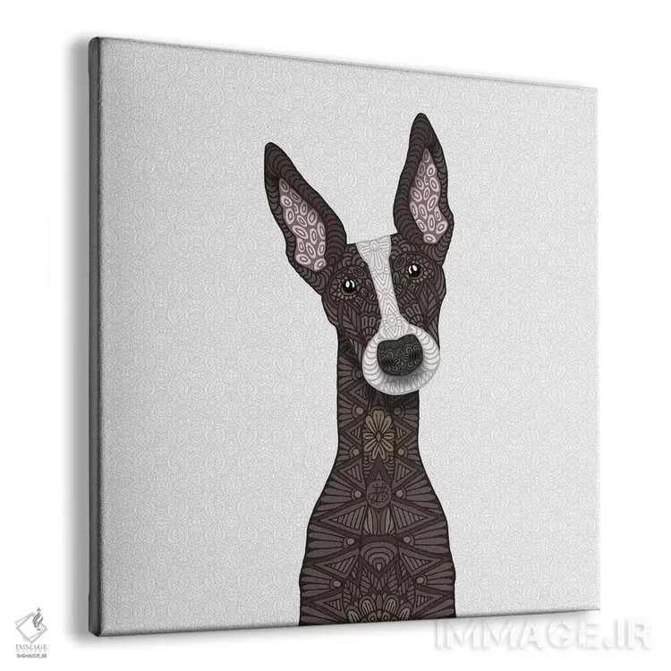 تابلو گریهاند راهراه با پوزه سفید اثر آنجلیکا پارکر - نمای پرسپکتیو محصول