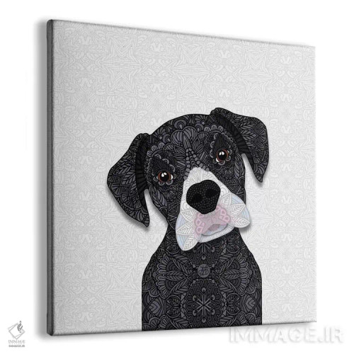 تابلو باکسر سیاه بامزه اثر آنجلیکا پارکر - نمای پرسپکتیو محصول