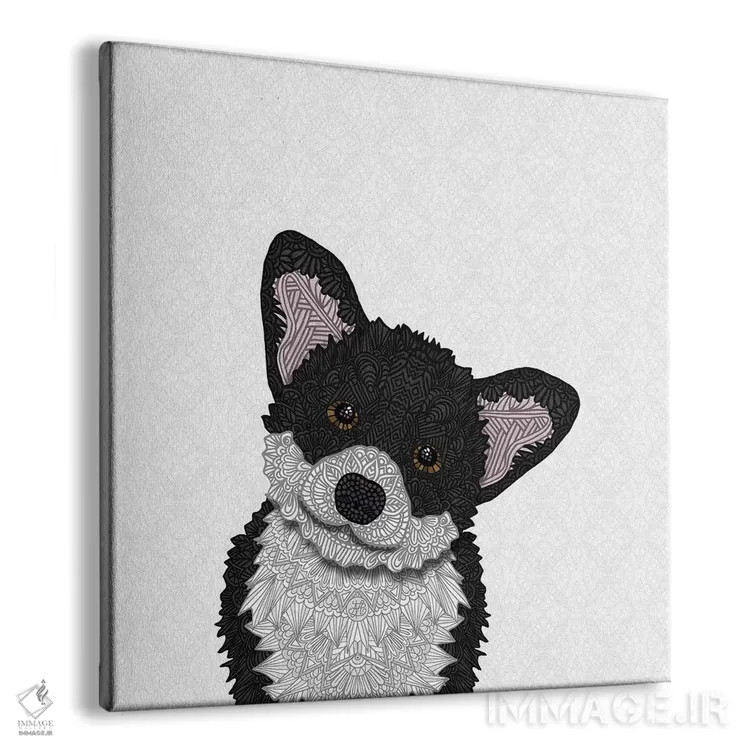 تابلو کورگی سیاه بامزه اثر آنجلیکا پارکر - نمای پرسپکتیو محصول