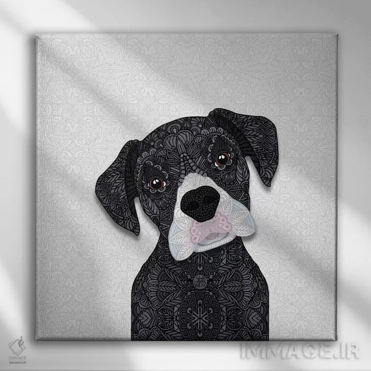 تابلو باکسر سیاه بامزه اثر آنجلیکا پارکر - نمای روبهرو روی دیوار