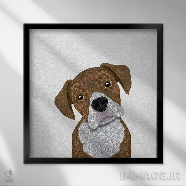 تابلو سگ باکسر اثر آنجلیکا پارکر - نمای قابدار مشکی