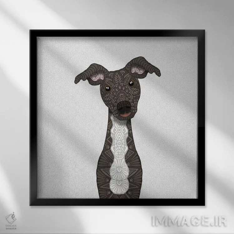 تابلو ایگی راهراه با شکم سفید اثر آنجلیکا پارکر - نمای قابدار مشکی