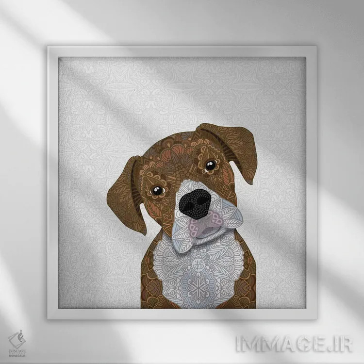 تابلو سگ باکسر اثر آنجلیکا پارکر - نمای قابدار سفید