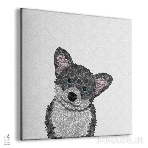 تابلو کورگی آبی بامزه اثر آنجلیکا پارکر - نمای پرسپکتیو محصول