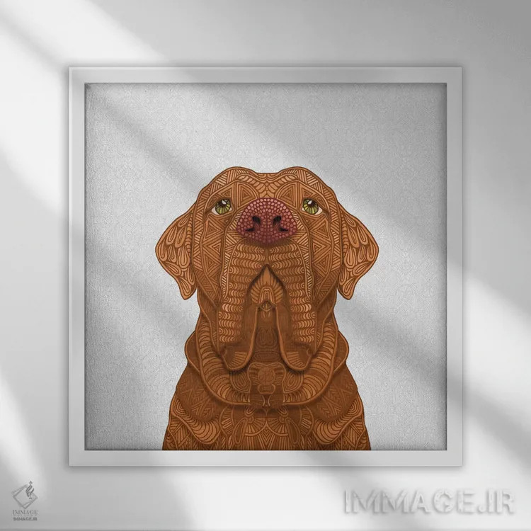 تابلو مستیف بوردو (سگ) اثر آنجلیکا پارکر - نمای قابدار سفید