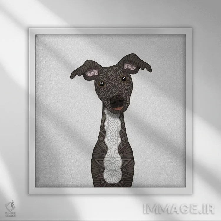 تابلو ایگی راهراه با شکم سفید اثر آنجلیکا پارکر - نمای قابدار سفید