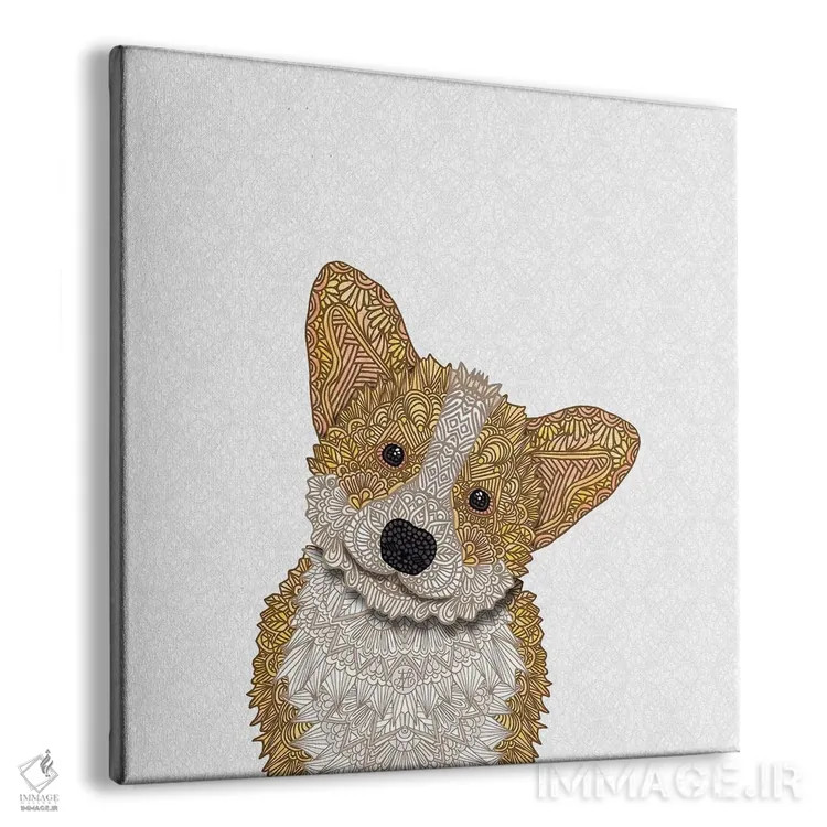 تابلو کورگی نخودی بامزه اثر آنجلیکا پارکر - نمای پرسپکتیو محصول