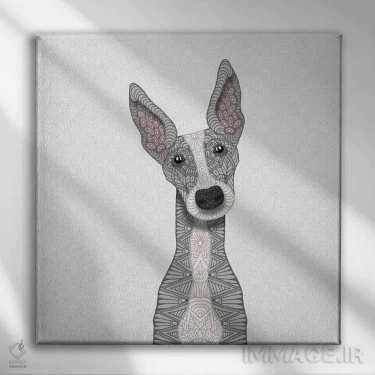 تابلو گریهاند آبی بامزه اثر آنجلیکا پارکر - نمای روبهرو روی دیوار